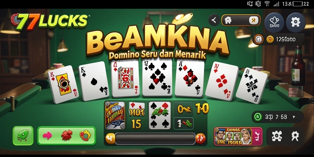 Tampilan gameplay seru dalam aplikasi Domino 77LUCKS.