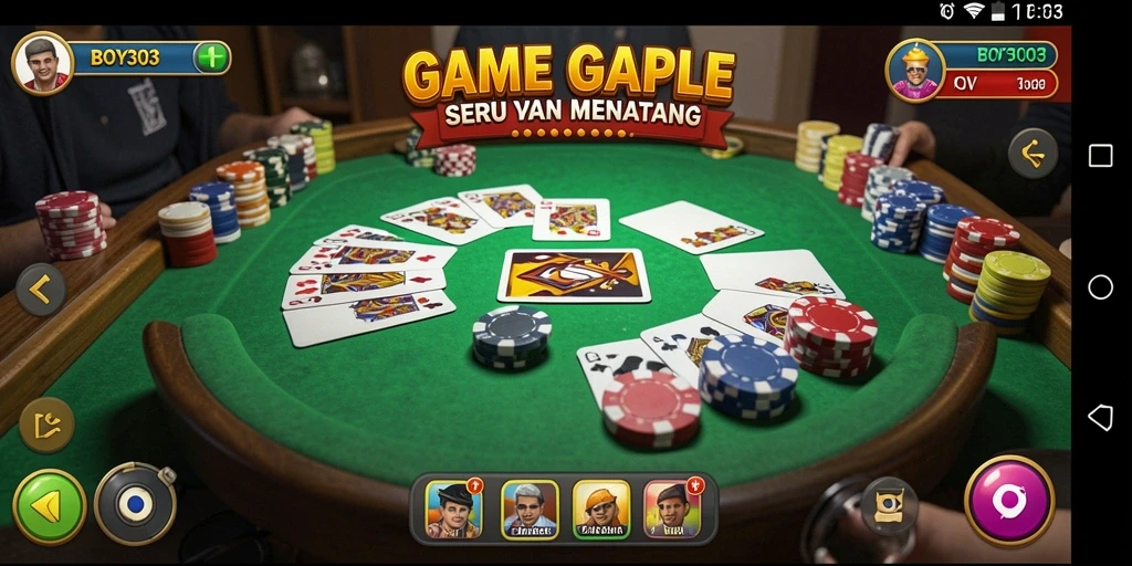 Tampilan gameplay BOY303 yang menampilkan serunya bermain Gaple.