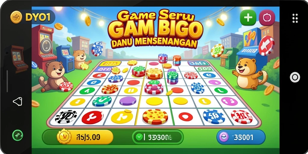 Tampilan DYO1 yang dinamis dan penuh warna dalam permainan Bingo.