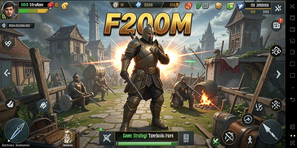 Screenshot utama F200M menunjukkan gameplay strategis yang intens.