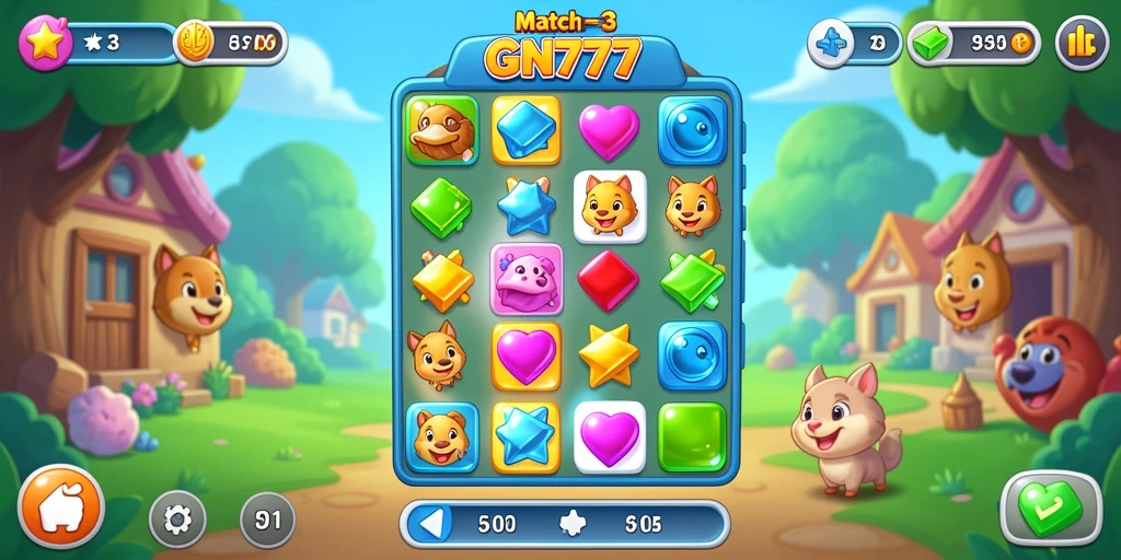 Screenshot gameplay GN777 menampilkan momen seru saat mencocokkan objek.