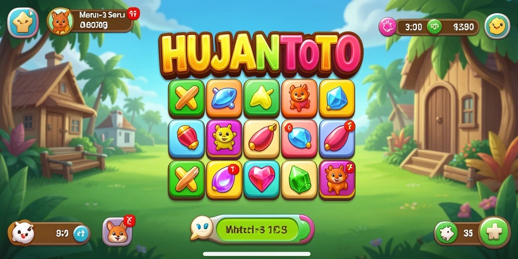 Tampilan gameplay yang seru dan penuh warna dalam HUJANTOTO.