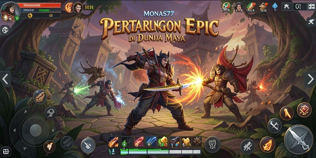 Screenshot dari gameplay MONAS77 yang menunjukkan pertarungan seru.