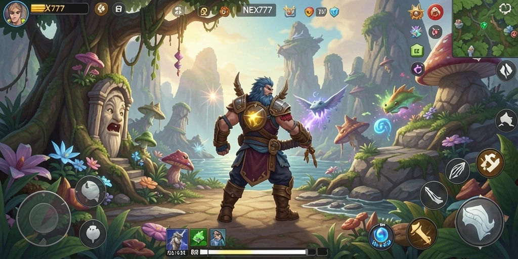 Screenshot gameplay NEX777 menampilkan petualangan mendebarkan di dunia luas.