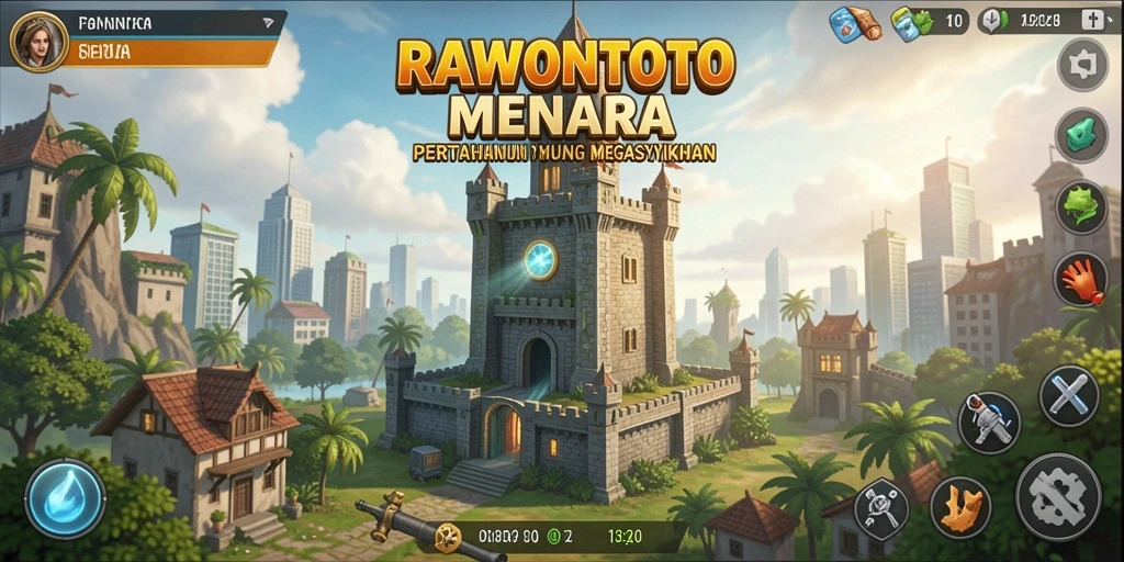 Tampilan gameplay dari RAWONTOTO yang menegangkan dan strategi Tower Defense.