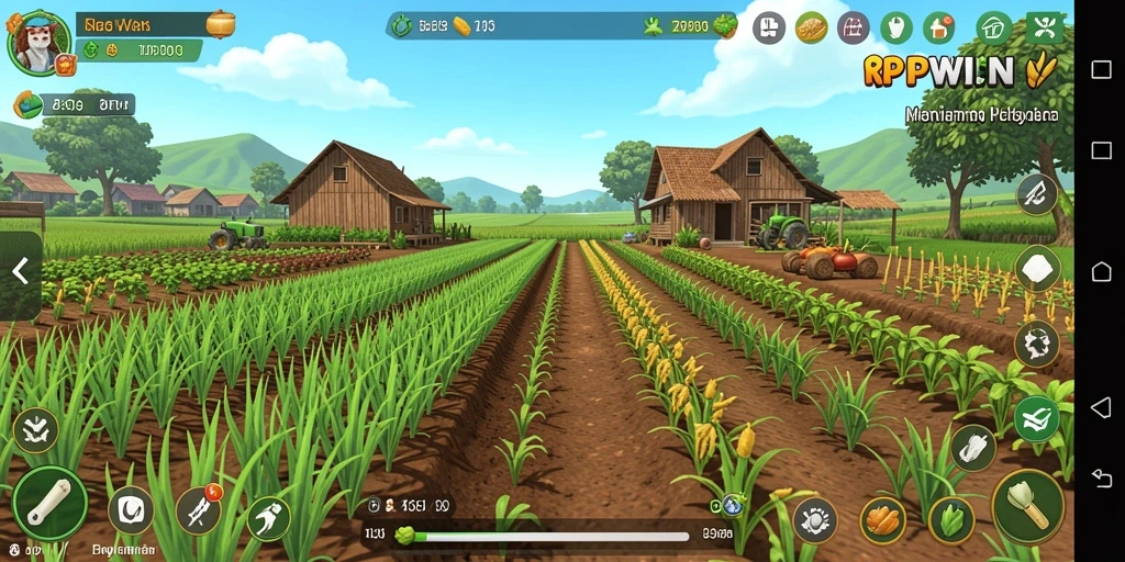 Tampilan menarik dari gameplay RPWIN yang menampilkan aktivitas bertani yang seru.