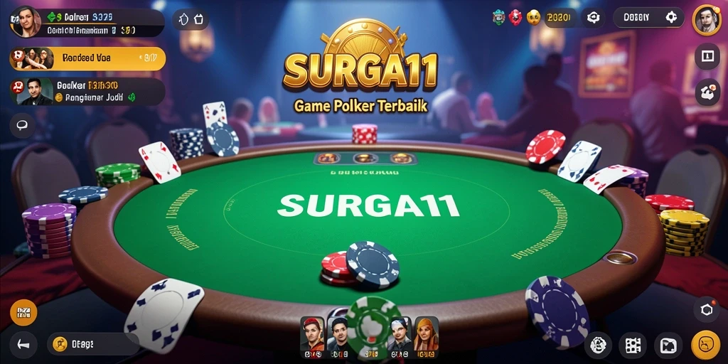 Screenshot gameplay SURGA11 menampilkan aksi seru permainan Poker.