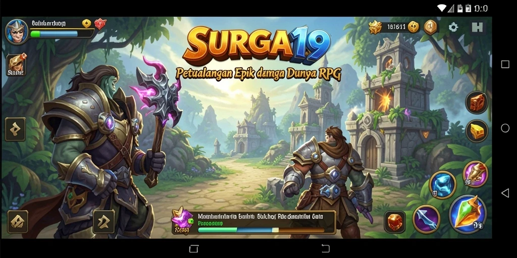 Tampilan gameplay SURGA19 yang mengagumkan dengan karakter dan monster.