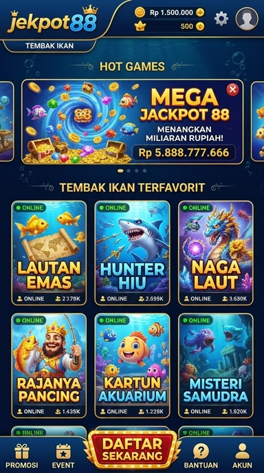 Tampilan beranda aplikasi jekpot88 yang menarik.